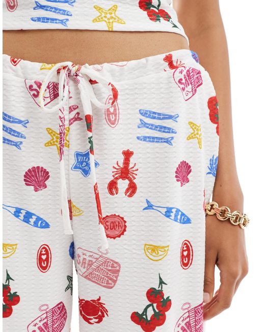ASOS White Textured Wide Leg Trouser Co-ord