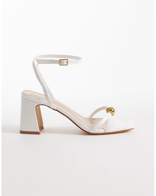 Raid White Devena Block Heeled Sandals