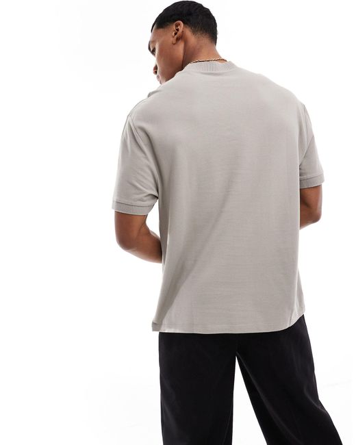 ASOS – locker geschnittenes pikee-t-shirt in Gray für Herren