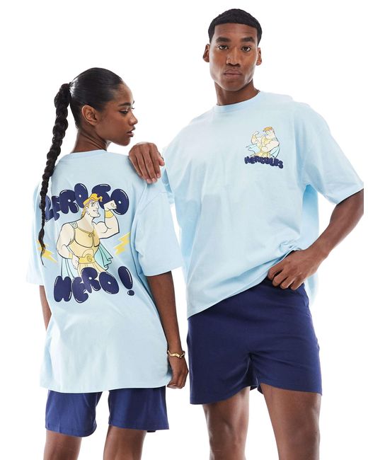 ASOS Blue Disney Pajama Set With Hercules Prints