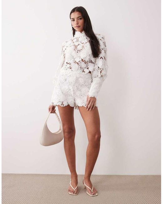 Bardot Natural Georgia Lace Top Co-ord