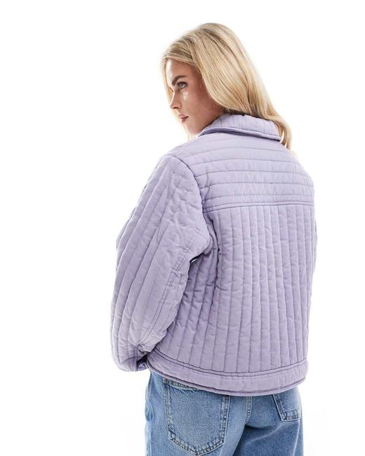 ASOS Purple Asos Design Petite Washed Quilted Shacket