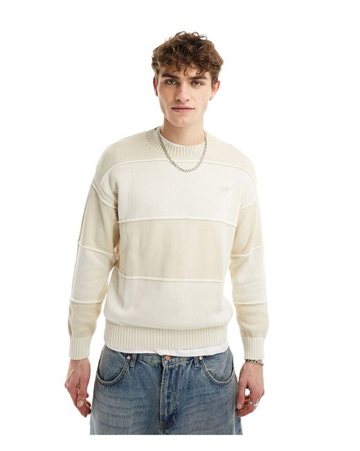 Maglione color sabbia chiaro con profili di Pull&Bear in White da Uomo
