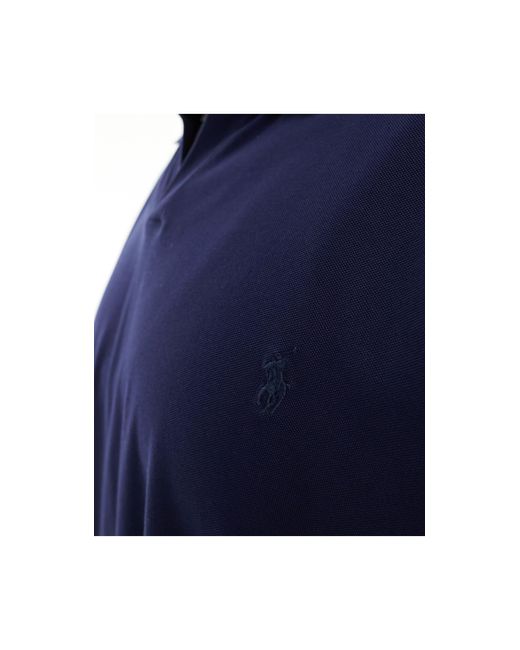 Polo Ralph Lauren Blue Big & Tall Logo Pocket Johnny Collar Pique Polo for men