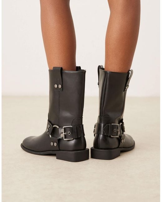 ASOS Black Arley Flat Biker Boots