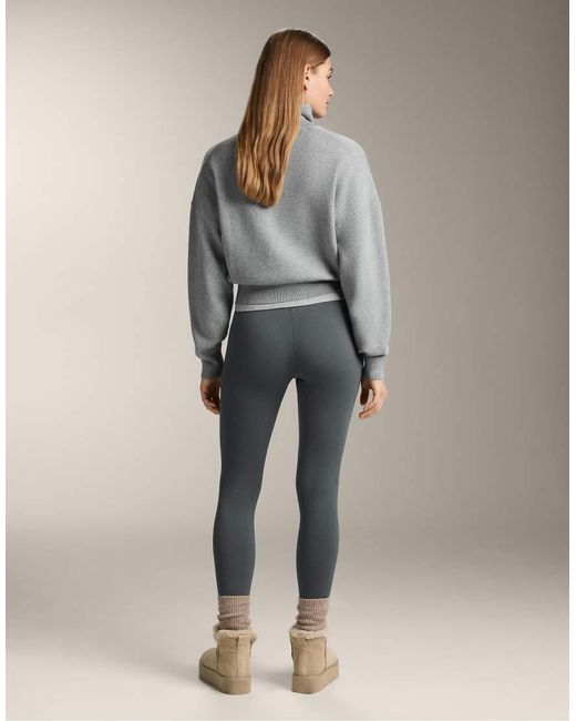 Oysho Gray Super High-rise Seamless Extra-warm Rib Ankle-length leggings 70 Cm