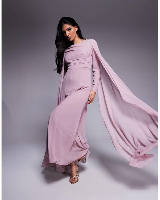 Beauut Purple Lina Maxi Cape Sleeve Maxi Dress