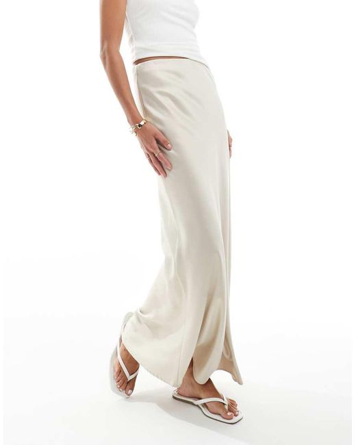 Vero Moda White Satin Bias Midi Skirt