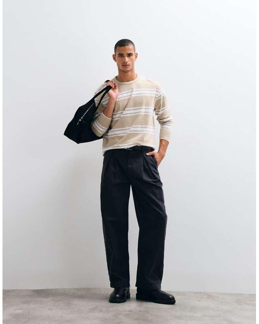 Threadbare Gray Long Sleeve Striped Tee for men