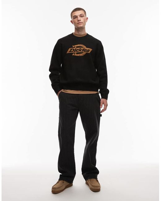 Dickies Black Ruston Knitted Jumper With Large Front Horsehoe Logo for men