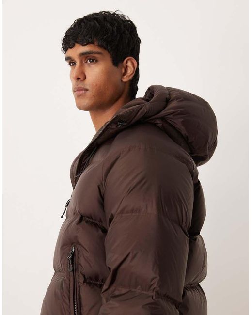 ARKET Brown Sporty Down Jacket With Hood for men