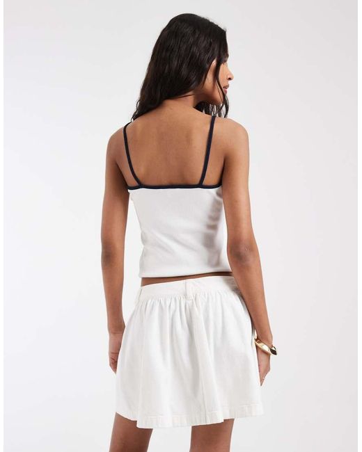 Tommy Hilfiger White Pleated Twill Mini Skirt