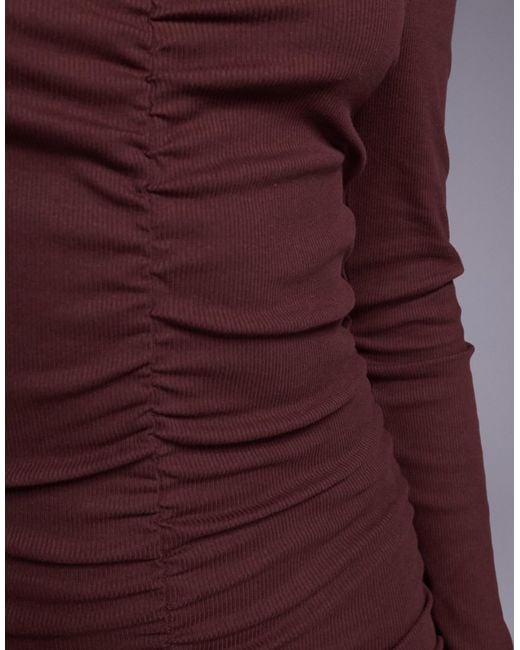 ASOS Brown – gerafftes und geripptes minikleid