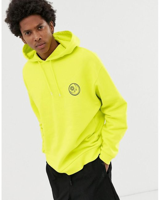 ASOS Cotton Oversized Hoodie In Lime Green With Mythological Back Print ...