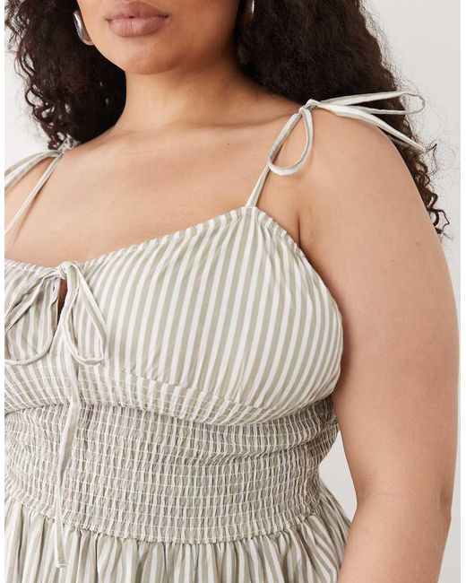 Esmee Curve Natural Esmée Curve Tie Strap Shirred Beach Maxi Dress