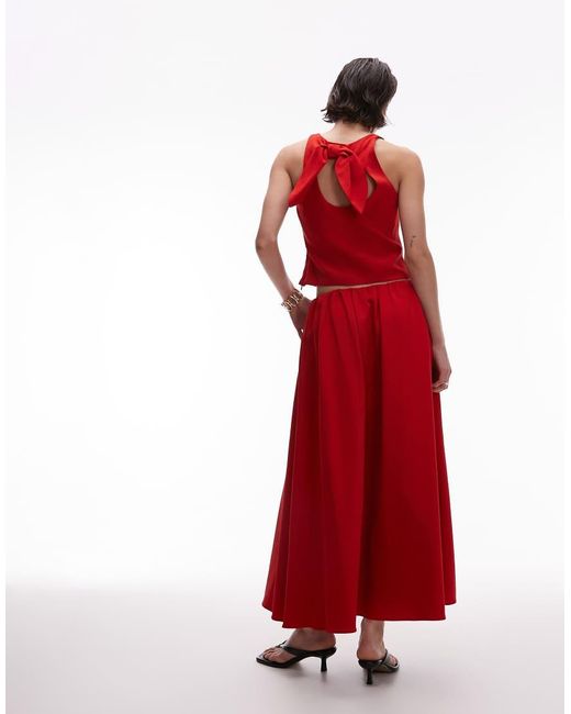 Gonna Midi A Ruota Rossa di Mango in Red