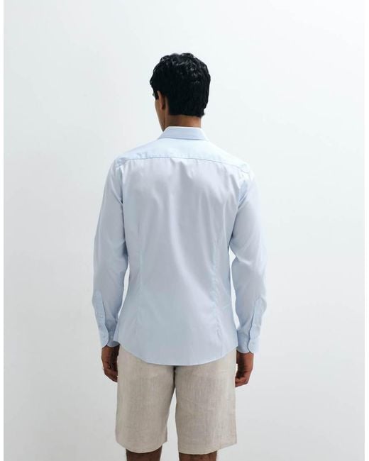 Mango Blue 100% Cotton Smart Shirt for men