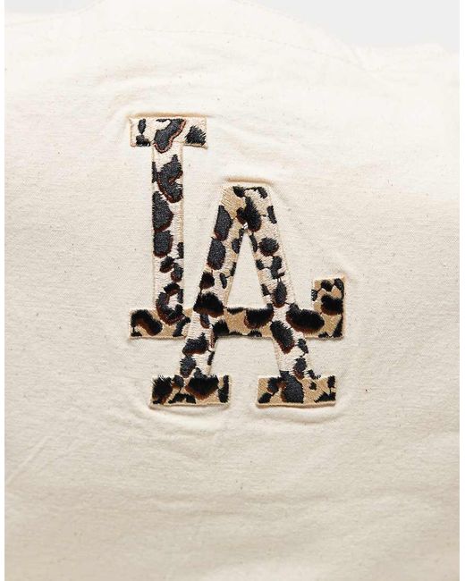KTZ Natural La Dodgers Animal Print Logo Tote Bag