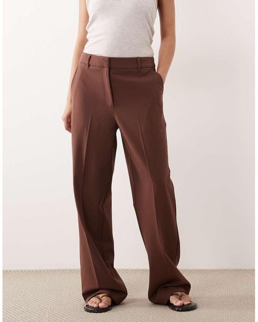 ASOS Brown Petite Slim Straight Trousers
