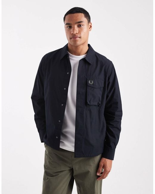 Fred Perry – hemdjacke aus popeline in Blue für Herren
