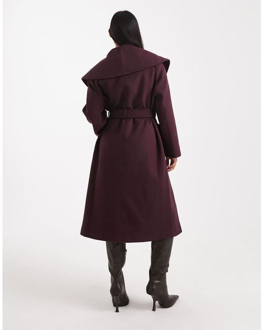 Abrigo De Vestir Cruzado De -Morado Miss Selfridge de color Black