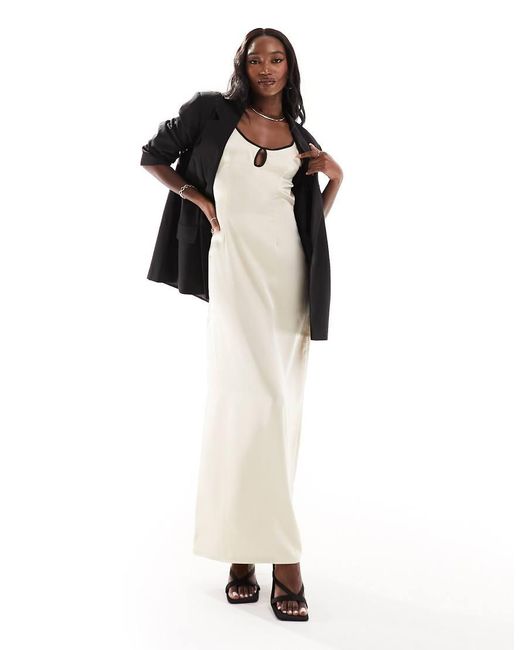 Kaiia Black Cami Contrast Edge Open Tie Back Maxi Dress