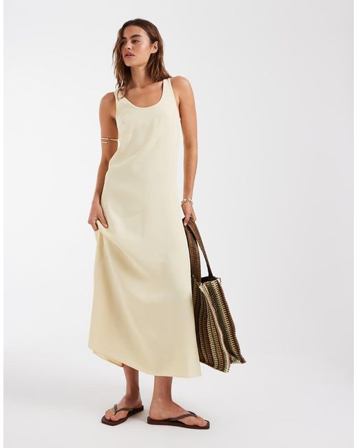 & Other Stories Natural Crepe Maxi Dress With Seam Detail