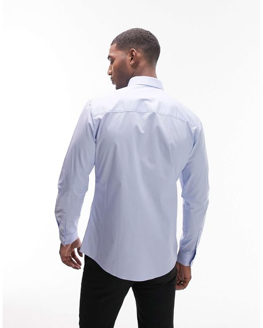 Topman White Long Sleeve Formal Slim Fit Stretch Shirt for men