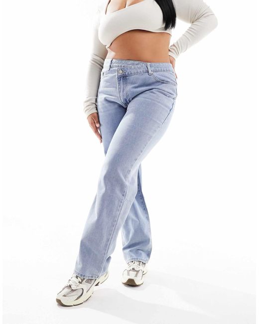 In The Style Plus Blue Denim Cross Waist Jeans