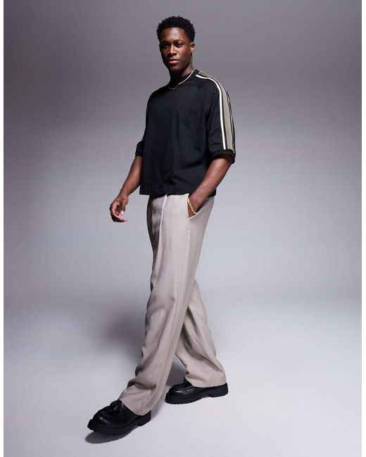 T-Shirt Oversize Squadrata Nera Con Fettucce di ASOS in Blue da Uomo