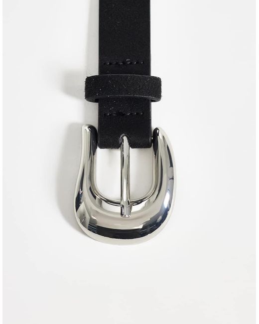 Pieces White Silver Tone Studded Leather Look Belt
