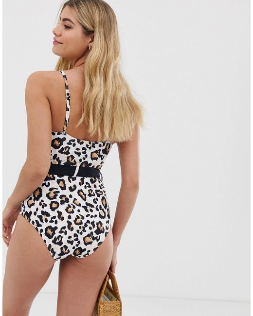 new look leopard print swimsuit