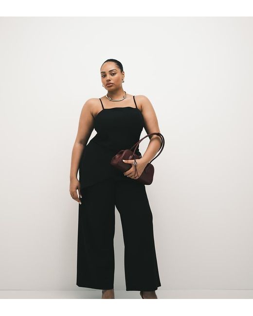 ASOS Black Asos Design Curve Slinky Twill Tailored Wide Leg Trouser With Skirt Wrap Detail