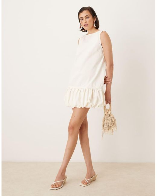 Mango Natural Twill Mini Shift Dress With Bubble Hem
