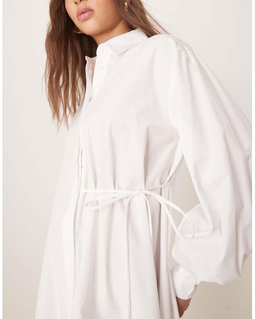 ASOS Overhemdjurk Met Striksluiting En Asymmetrische Zoom Van Kant in het Natural