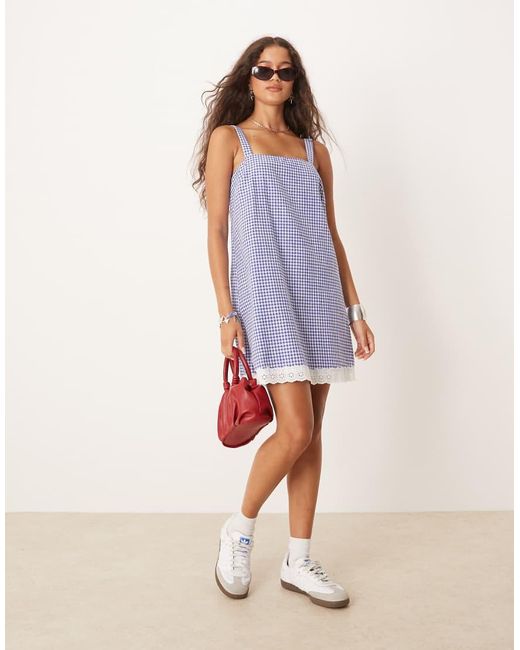 ASOS Purple Swing Mini Dress With Broderie Hem