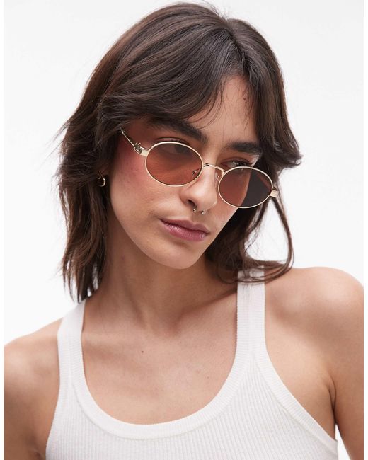 Le Specs Brown Poseidon Deux Round Metal Sunglasses