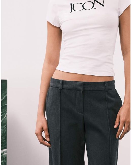 Weekday Black Wide Leg Pleated Trousers