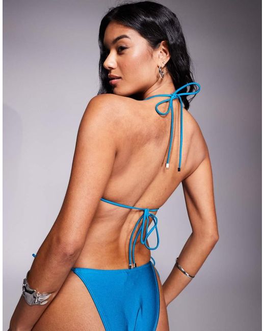 South Beach Triangel Bikinitopje Met Siersteentjes in het Blue
