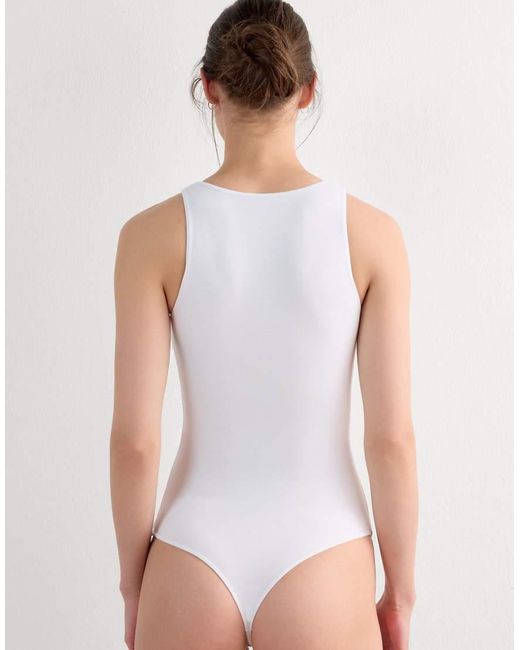 Intimissimi White Fresh Bamboo Bodysuit With Wide Straps