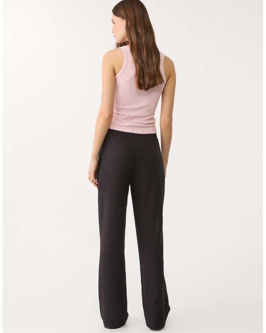 Stradivarius Black – fließende leinenmix-hose