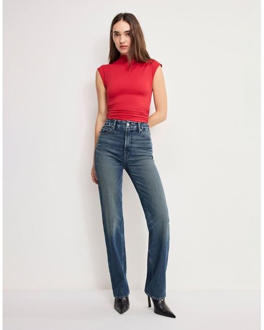 GOOD AMERICAN Pink Soft Tech Good Legs Straight Leg Jeans