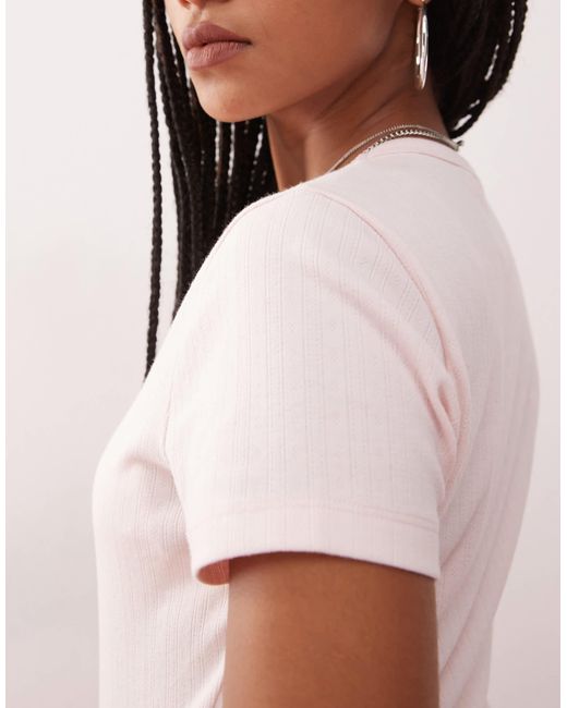 Collusion Pink Pointelle Fitted T-shirt