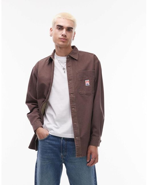 Wrangler – casey jones workwear – langärmliges hemd in Purple für Herren