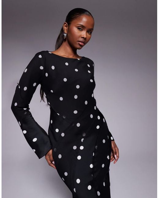 asos satin dress long sleeve ASOS DESIGN satin long sleeve maxi dress with tie waist overlay detail in  blue
