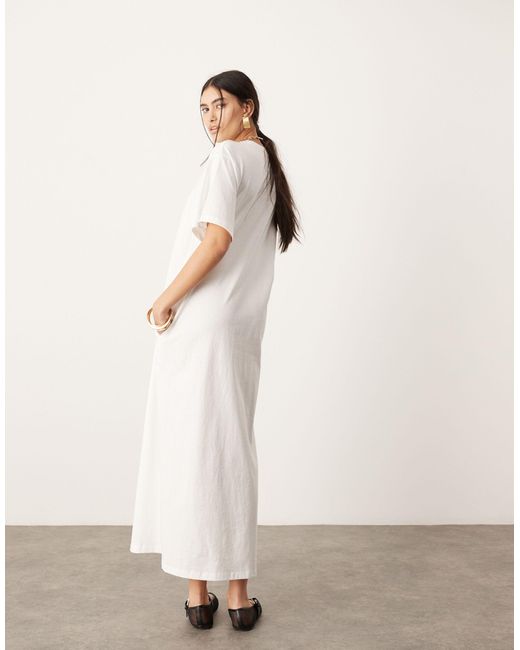 ASOS White Premium T-shirt Maxi Dress With Pockets
