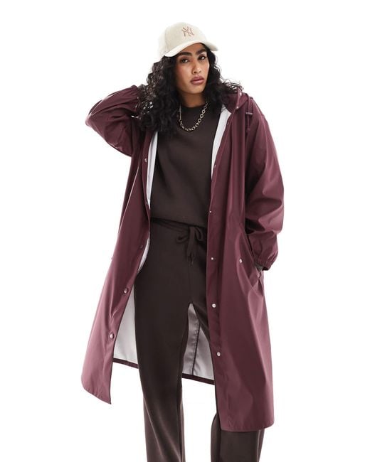 ASOS Red Rubberised Rain Parka Coat