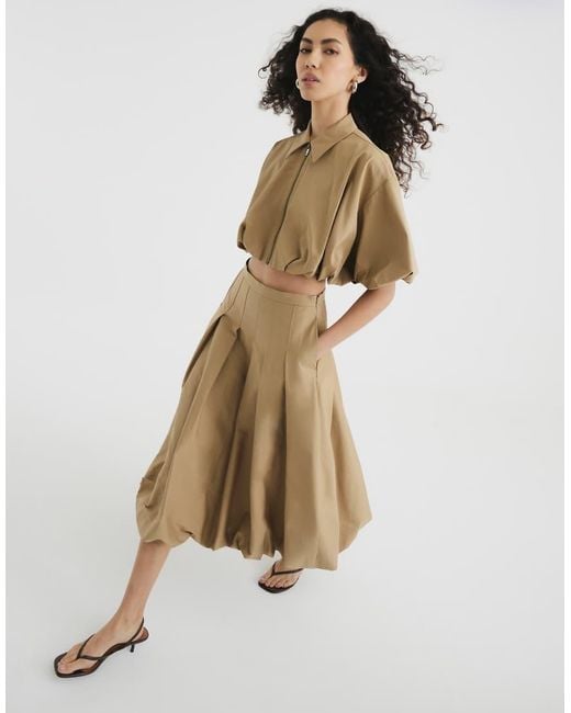 River Island Natural Puffball Midi Skirt Co-Ord