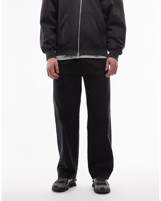 DOUBLE A by WOOD WOOD Black Lax Straight Leg Trousers for men