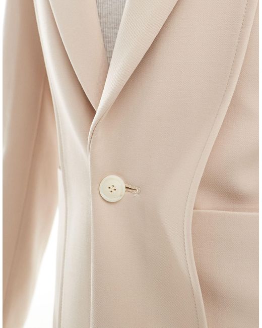 ASOS Natural Slim Fit Suit Jacket With Panel Detail for men